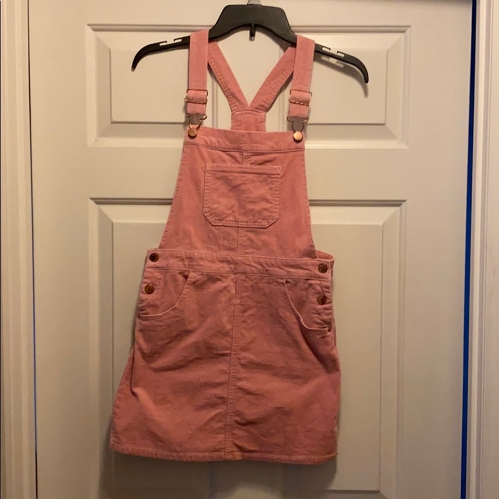 Rose corduroy overall dress
